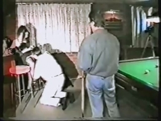 Orgy with horny sexy fuckable babe in the snooker hall ( 1980 )