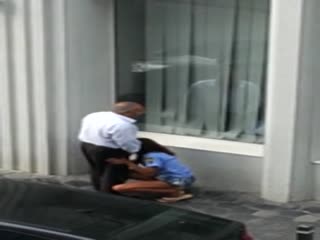 Businessman traveling in Bucharest has oral sex with fuckable babe on the street